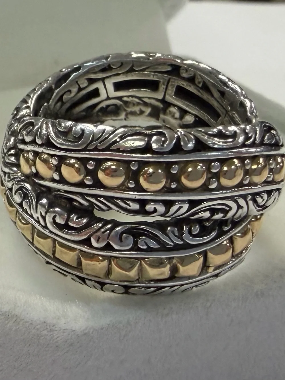 Samuel B. Sterling Silver & 18k Gold Ornate Crossover Ring